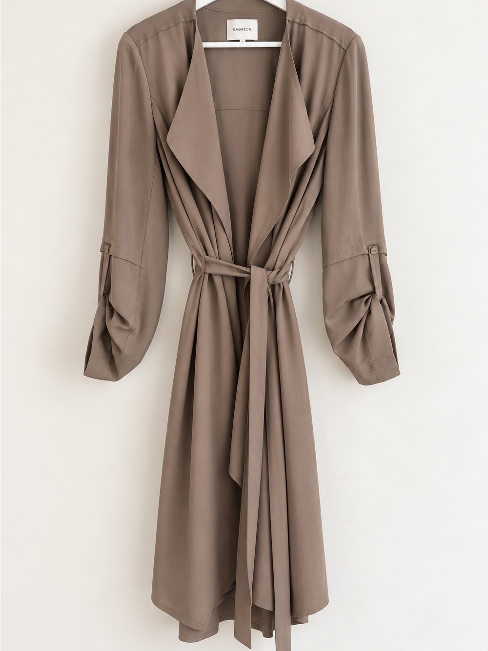 Babaton by Aritzia Draped Belted Jacket / Duster – Taupe